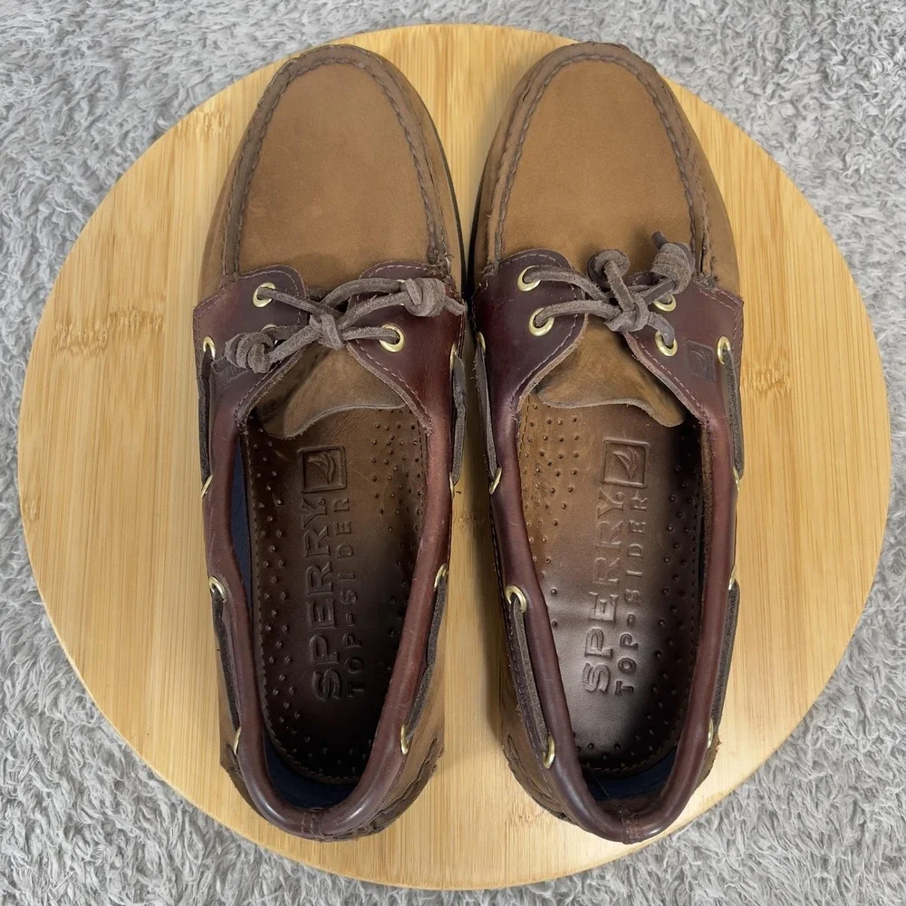 Sperry Top-Sider Authentic Original 2-Eye Boat Shoes Men's Size 9M Brown Leather